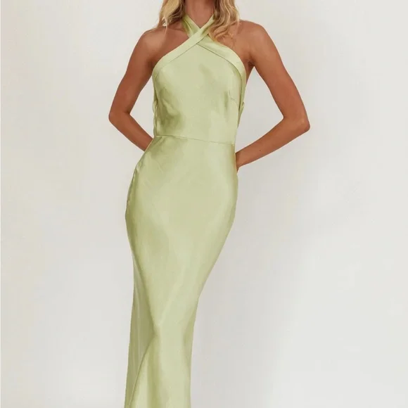 green emerald velvet dress No Surprises Scarfed Floral Maxi Dress Green main image 0